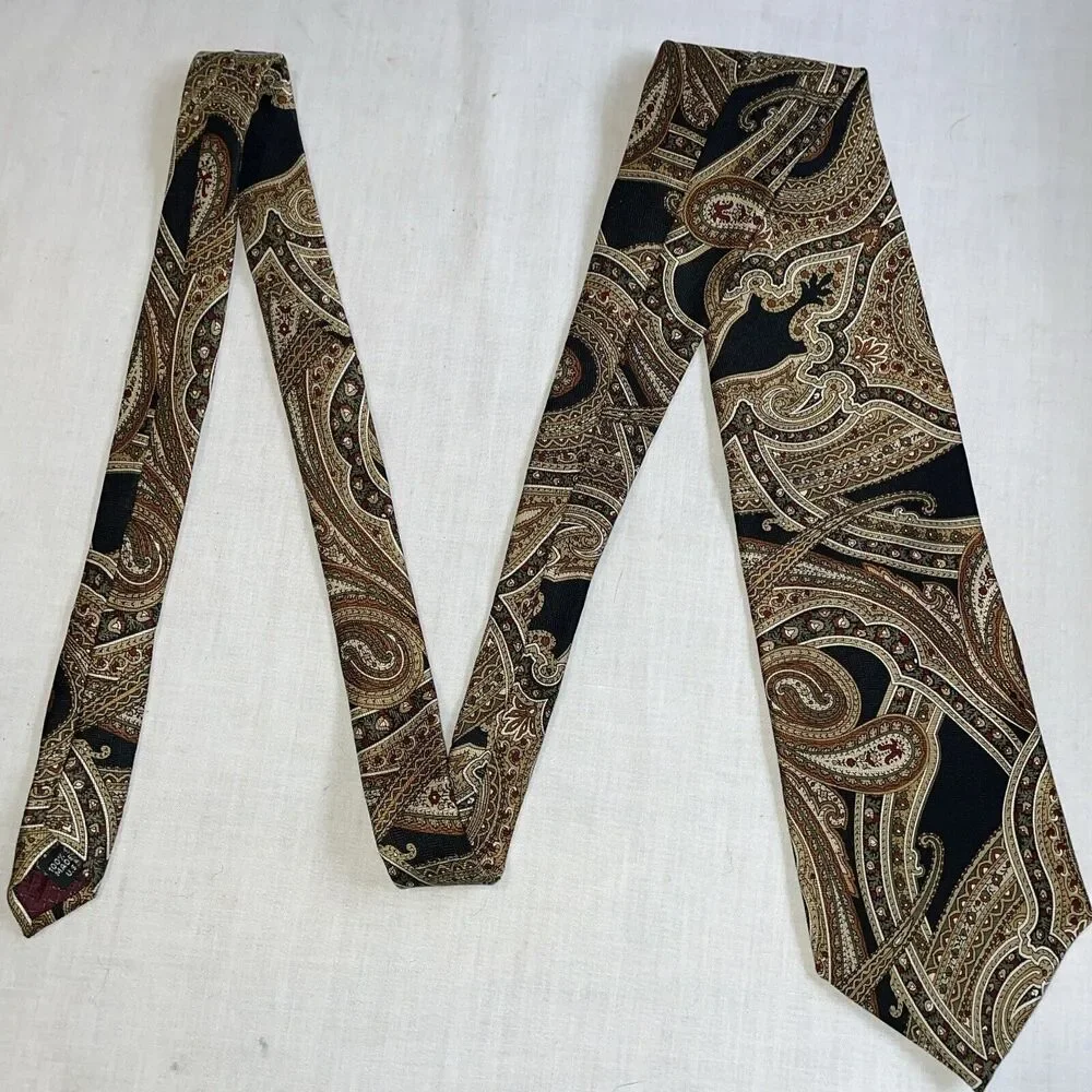 Pierre Balmain Men’s Dress Tie Size 56” Gold Paisley Business Formal City